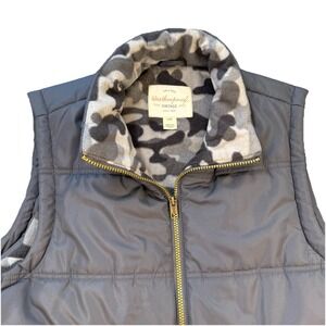 Original Weatherproof Vintage Men's L Gray Puffer Vest Fleece Camo Lined Pockets